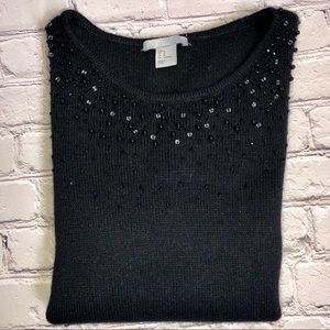 SOLD 🍂 Gorgeous Soft Black Embellished Sweater
